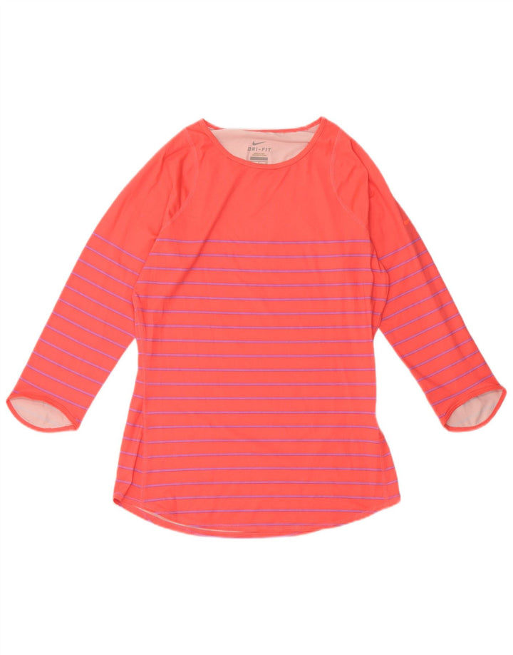 Damski top NIKE Dri Fit z rękawem 3/4, UK 10, poliester w małe różowe paski