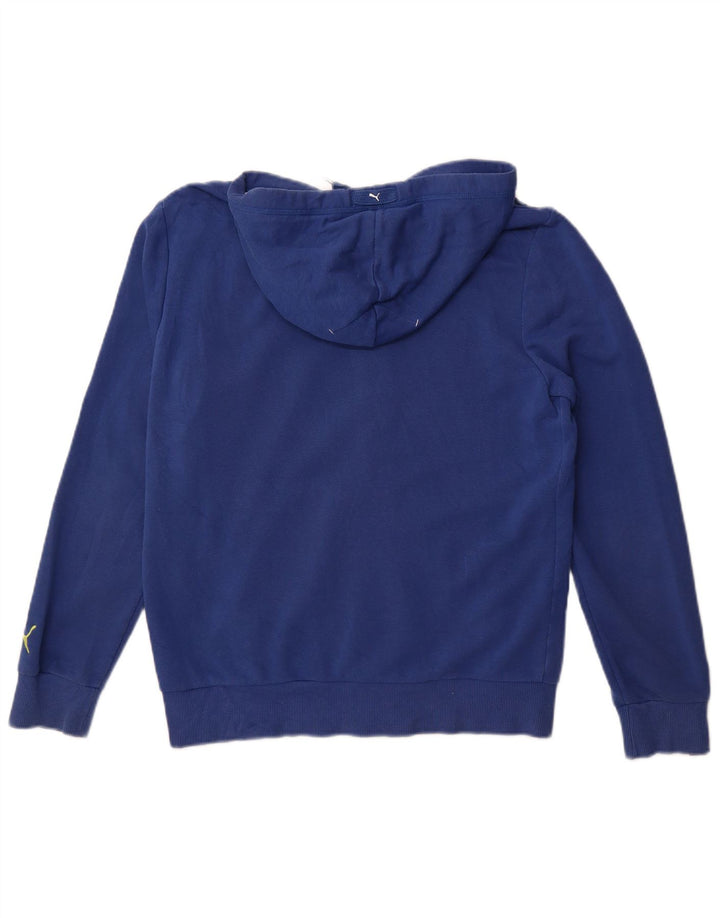 Męski sweter z kapturem i zamkiem błyskawicznym Puma, mały, niebieski, bawełniany