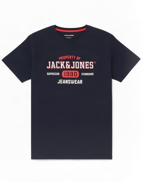 Męski T-shirt z grafiką Jack & Jones, duży, granatowy, bawełniany