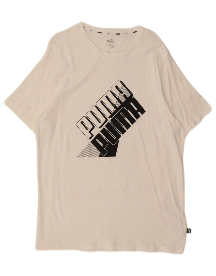 PUMA Mens Graphic T-Shirt Top XL White Cotton Vintage Puma and Second-Hand Puma from Messina Hembry 