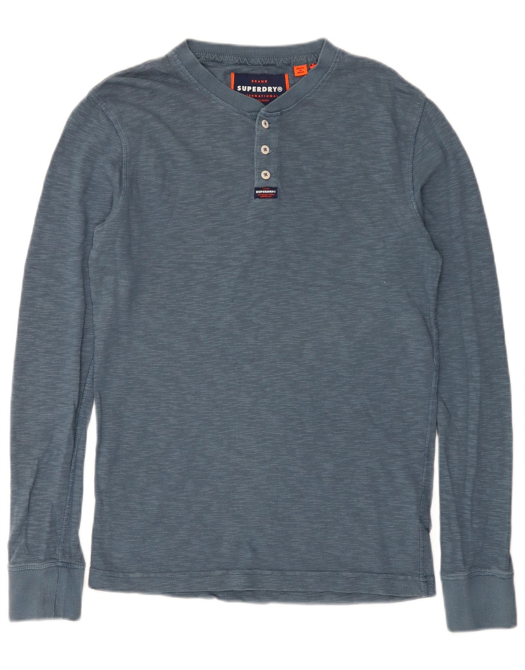 Męski top Superdry z długim rękawem, średniej wielkości niebieski, bawełniany w cętki