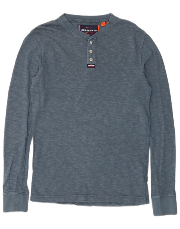 Męski top Superdry z długim rękawem, średniej wielkości niebieski, bawełniany w cętki