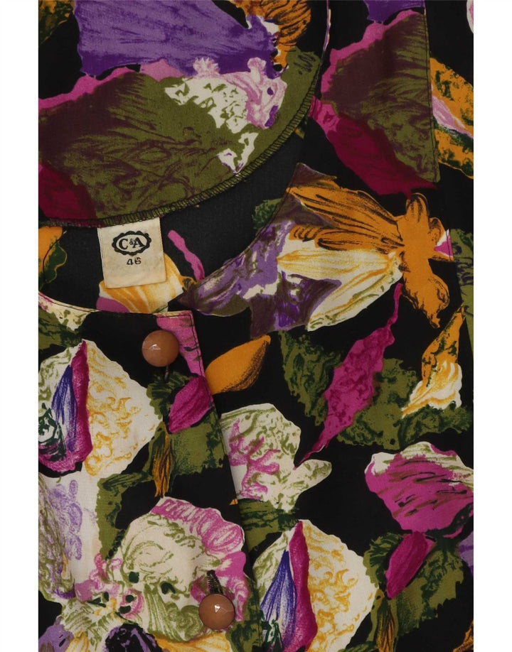 C&A Womens 3/4 Sleeve Shirt Blouse EU 46 XL Multicoloured Floral Polyester