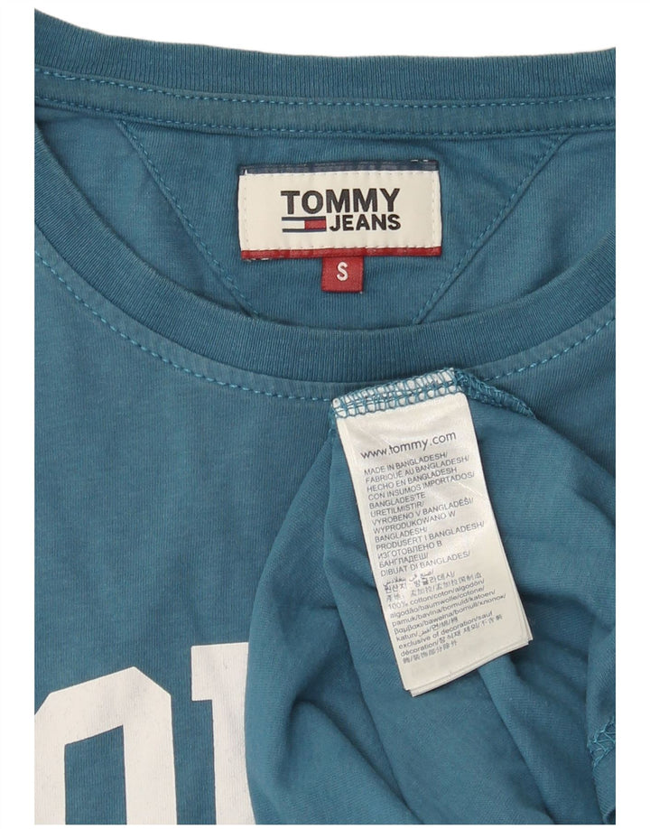 Męski T-shirt z grafiką Tommy Hilfiger, mały, niebieski, bawełniany