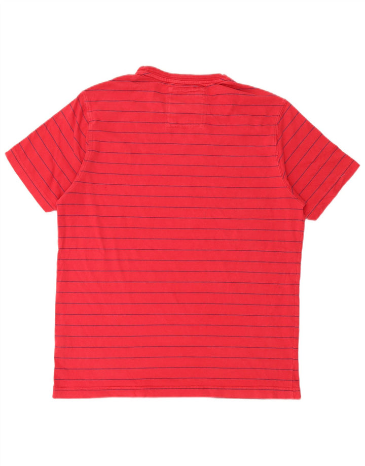 Crew Clothing Męski T-shirt Top, bawełniany, w średnie czerwone paski