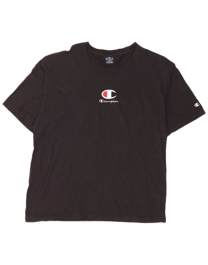 Męski T-shirt Champion z grafiką, duży, czarny, bawełniany