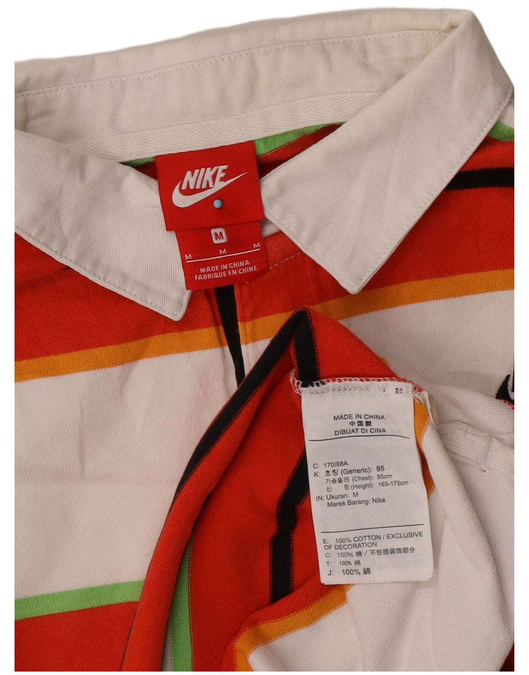 Męska koszulka polo do rugby Nike z długim rękawem, średnia, wielobarwna, bawełniana w paski