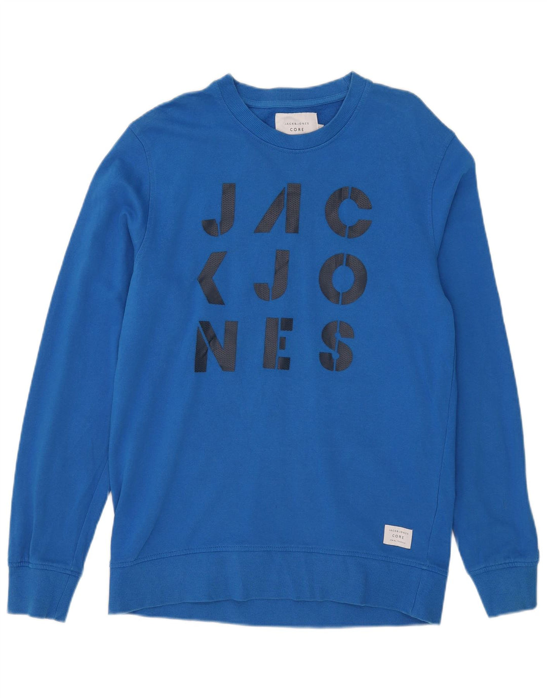 Męski sweter z grafiką Jack & Jones, duży, niebieski, bawełniany