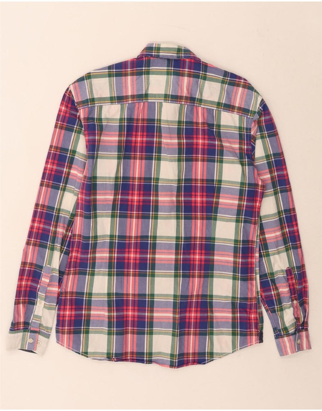 VINTAGE Mens Sporty Fit Shirt Medium Multicoloured Check Cotton Vintage Vintage and Second-Hand Vintage from Messina Hembry 
