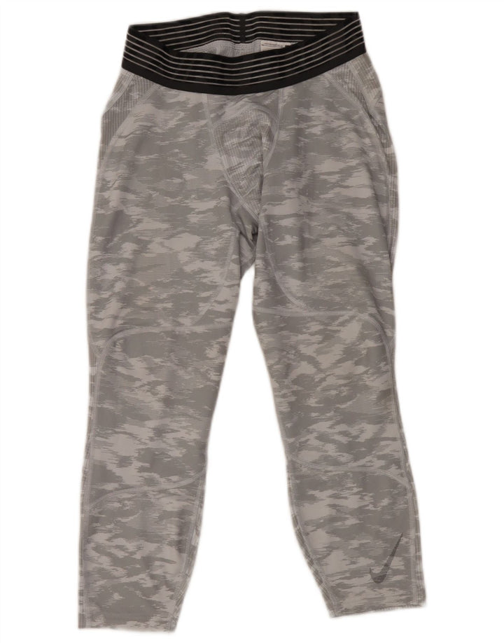 Męskie legginsy Nike Dri Fit, średnioszary, kamuflażowy poliester