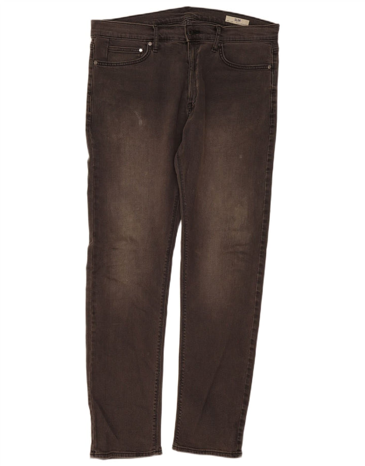 Marks & Spencer Męskie jeansy slim W36 L33 Szara bawełna