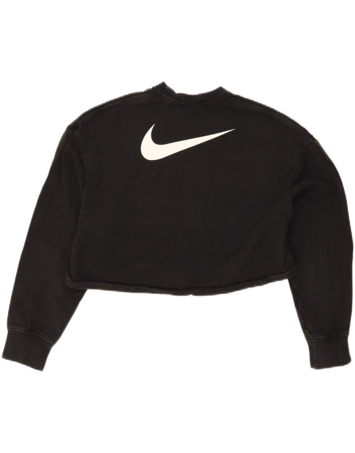 Damska bluza Nike Graphic Crop Jumper UK 12, średnia czarna bawełna