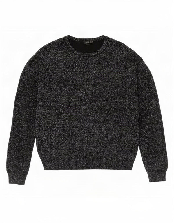 Damski sweter oversize z okrągłym dekoltem Topshop UK 10, mały, czarny, nakrapiany