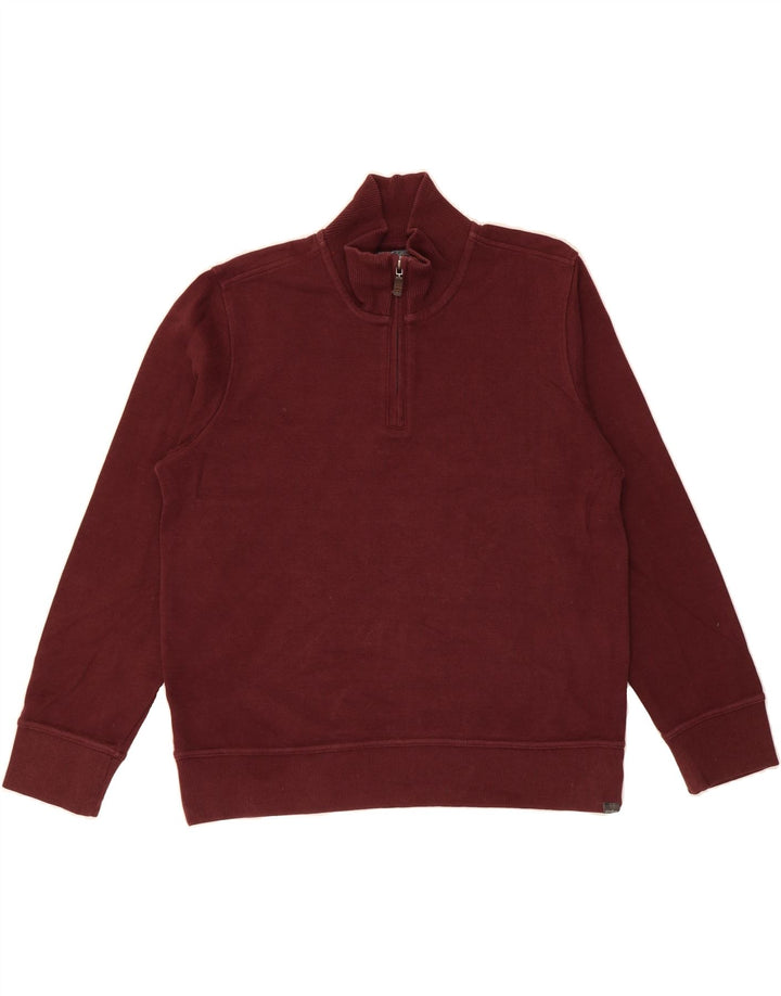 EDDIE BAUER Mens Zip Neck Sweatshirt Jumper Large Burgundy Cotton Vintage Eddie Bauer and Second-Hand Eddie Bauer from Messina Hembry 