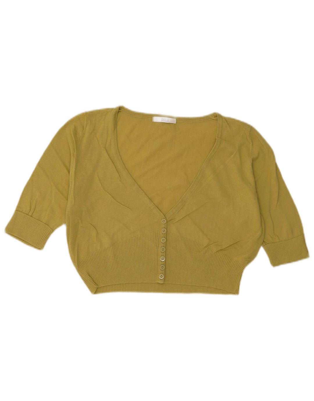 Marks & Spencer Damski sweter z krótkim rękawem, UK 14, średni żółty
