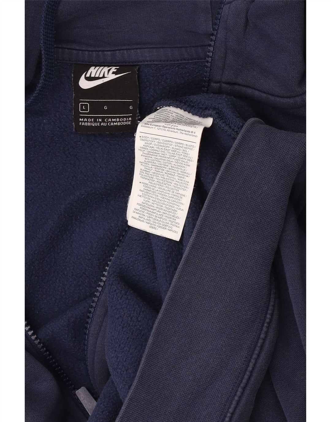 Męski sweter z kapturem i zamkiem błyskawicznym Nike, duży, granatowy, bawełniany