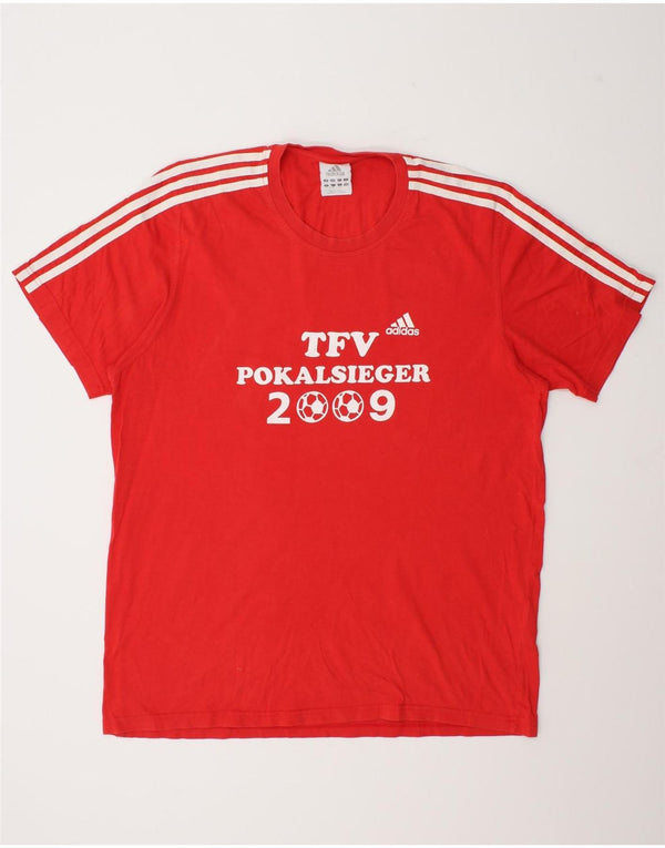Adidas Męska koszulka graficzna Top UK 46/48 XL Czerwona bawełna