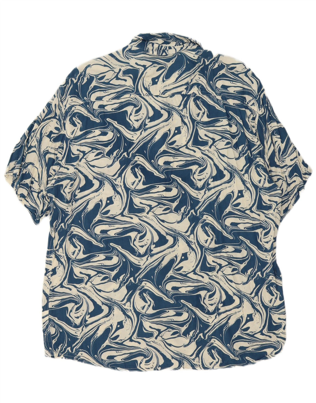 Męska koszula z krótkim rękawem bez serca, abstrakcyjny wzór, 2XL, granatowa, bawełniana
