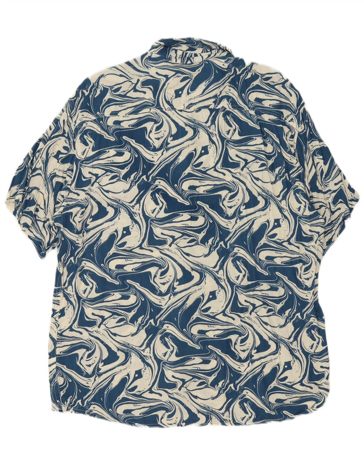 Męska koszula z krótkim rękawem bez serca, abstrakcyjny wzór, 2XL, granatowa, bawełniana