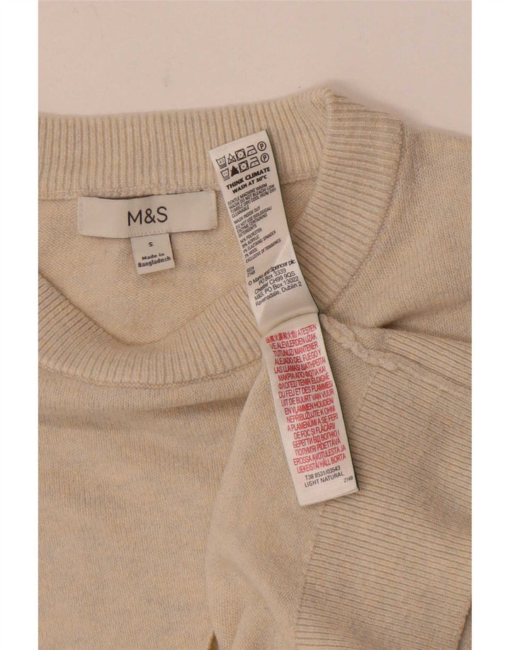 Marks & Spencer Damski sweter z dekoltem w łódkę, UK 10, mały, beżowy poliester