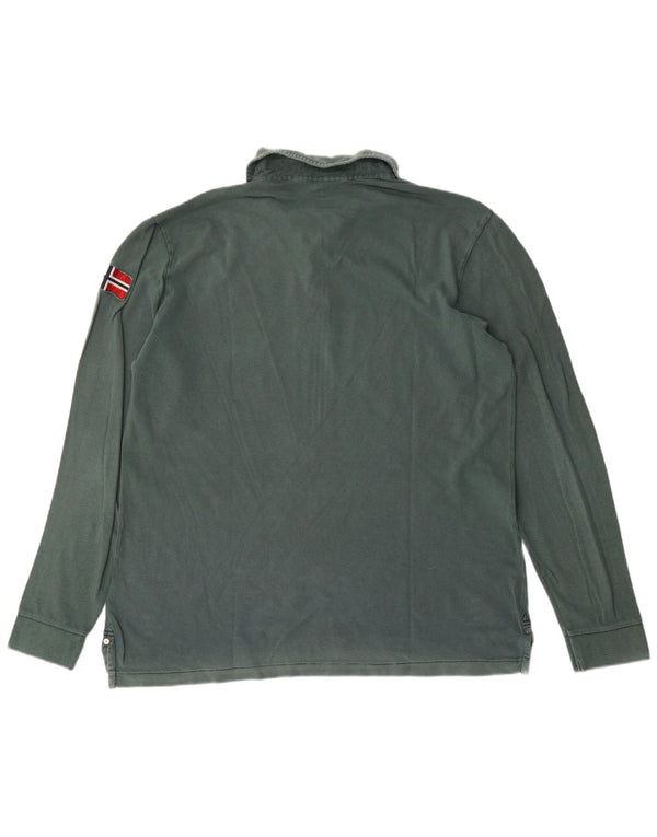 Męska koszulka polo Napapijri Geographic z długim rękawem, 2XL, zielona bawełna