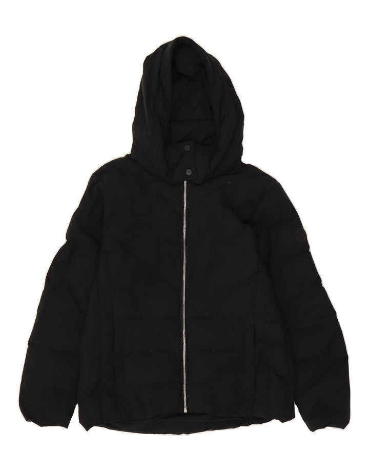 ABERCROMBIE & FITCH Womens Hooded Padded Jacket UK 14 Medium Black Vintage Abercrombie & Fitch and Second-Hand Abercrombie & Fitch from Messina Hembry 