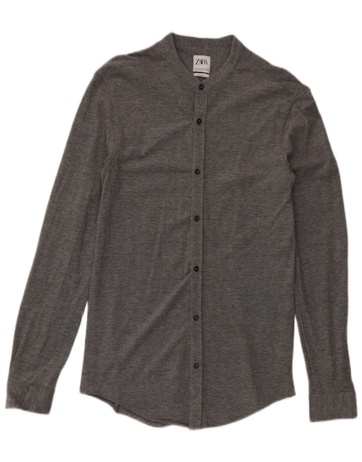 Koszula męska Zara Slim Fit, średnioszara, bawełniana