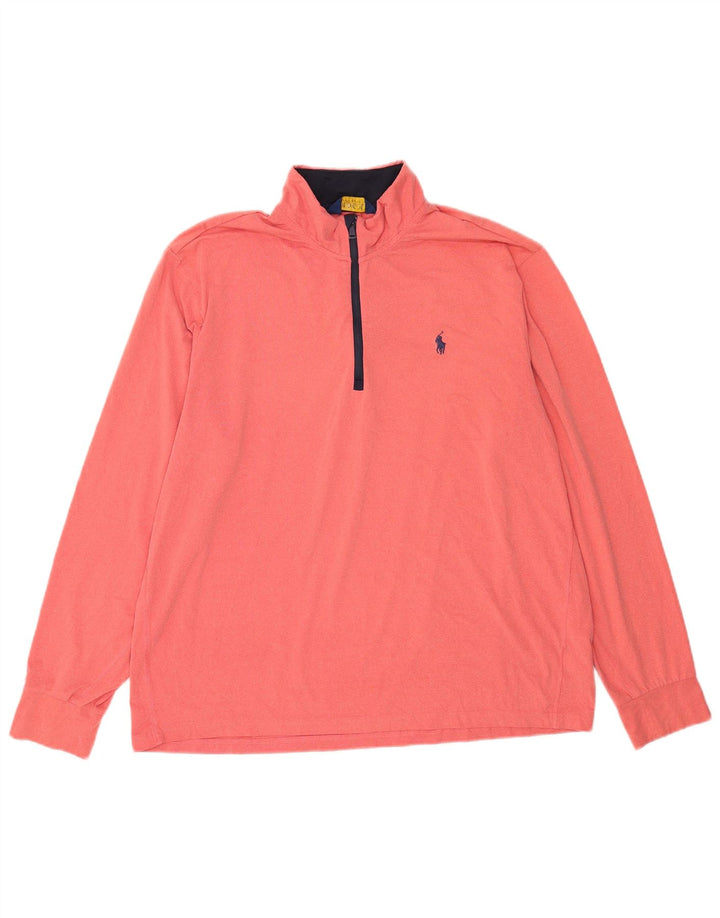 Polo Ralph Lauren Męski sweter z zamkiem błyskawicznym, bluza dresowa XL, różowy poliester