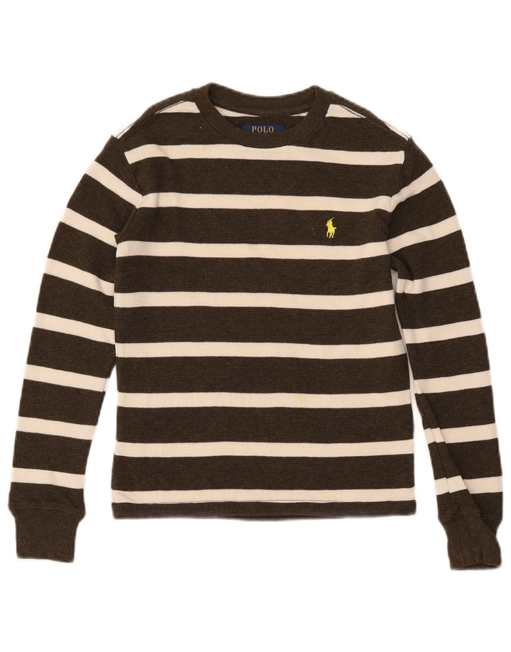 POLO RALPH LAUREN Chłopięcy sweter z dekoltem w łódkę, 7-8 lat, mały khaki