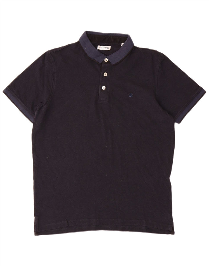 Męska koszulka polo Jack & Jones, duża, granatowa, z blokami kolorów