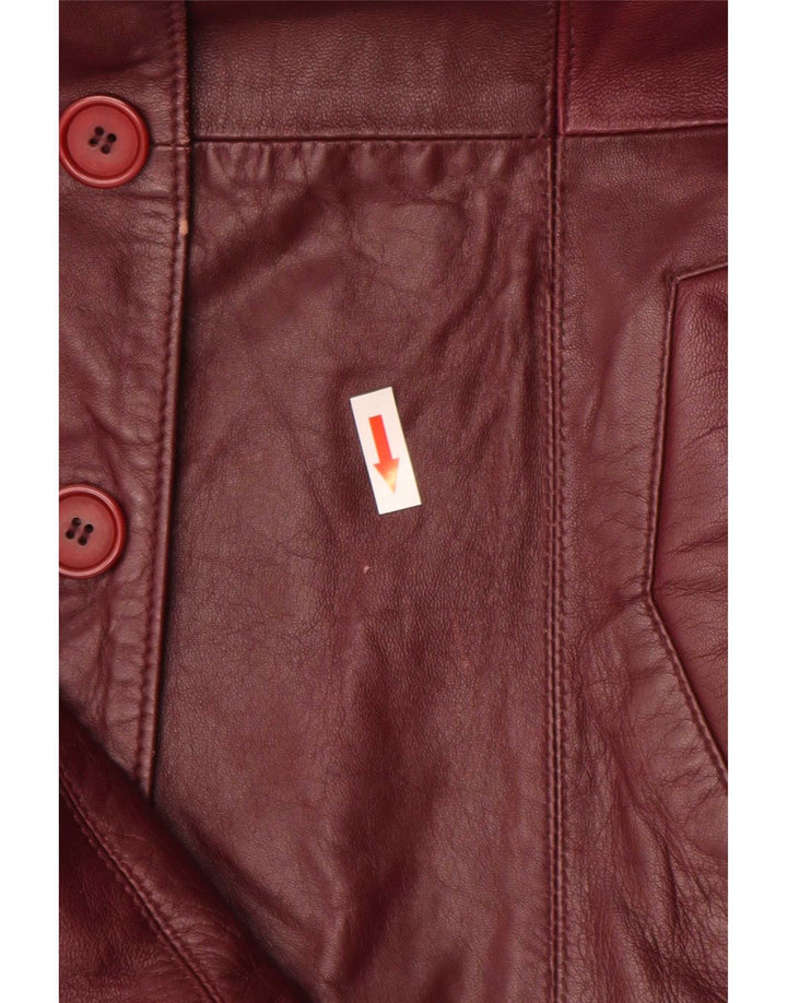 Vintage damska marynarka skórzana zapinana na 4 guziki UK 10 Small Burgundy