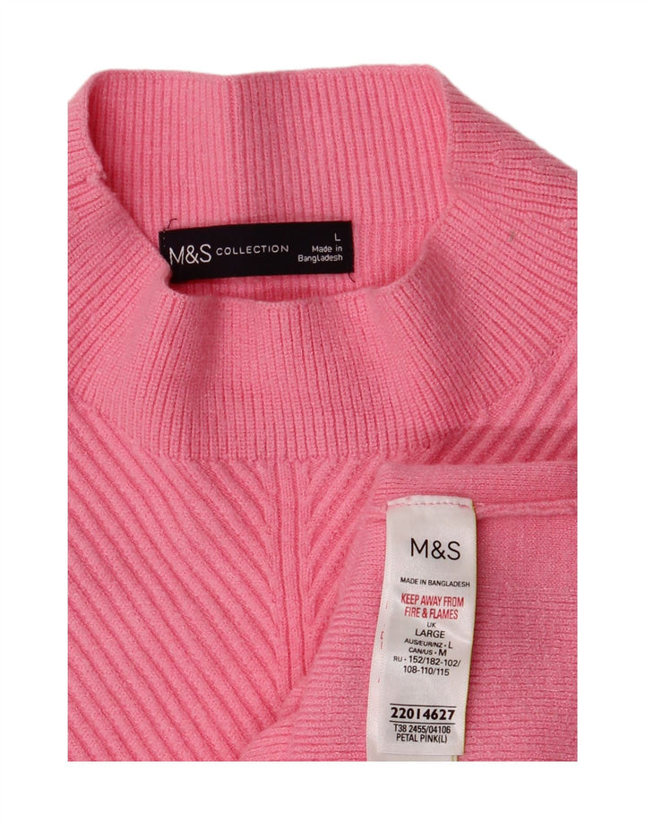 Marks & Spencer Damski sweter z golfem UK 16, duży, różowy, wiskoza