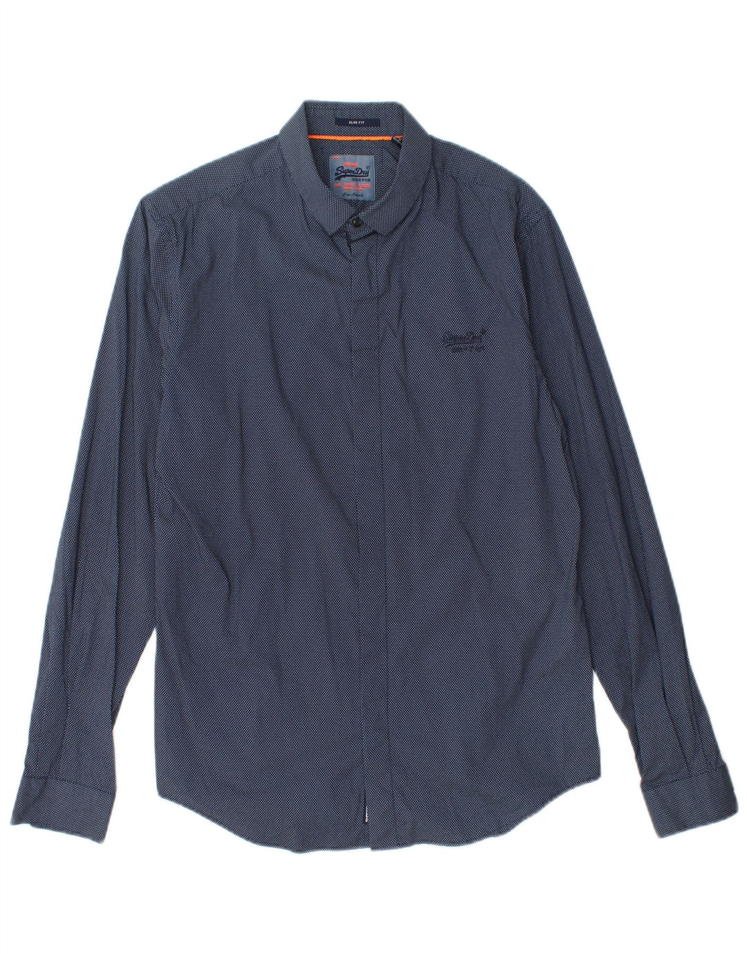 SUPERDRY Męska koszula slim fit, mała, bawełniana w granatowe cętki