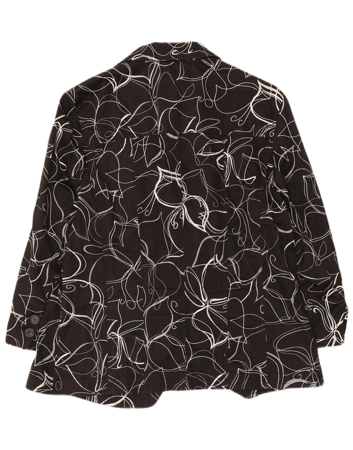 Damska marynarka Perte by Krizia zapinana na 3 guziki UK 12, średnia czarna w kwiaty