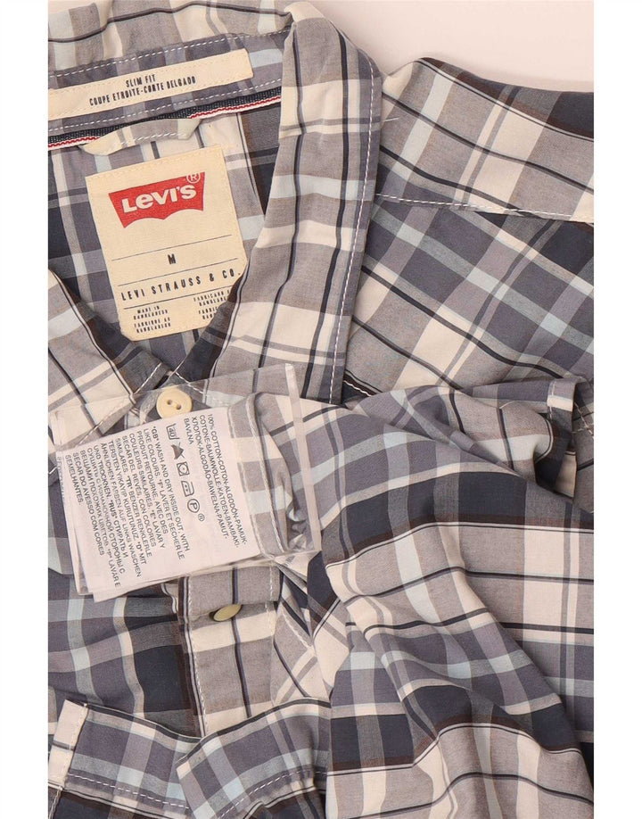 Męska koszula slim fit z krótkim rękawem Levi's, bawełniana w średnią niebieską kratkę