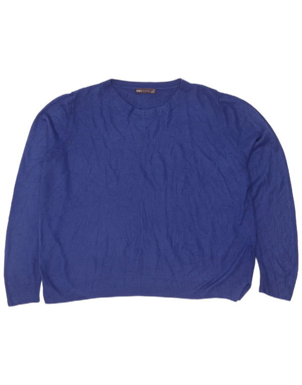 Marks & Spencer Damski sweter oversize z dekoltem w łódkę UK 20 2XL Niebieski