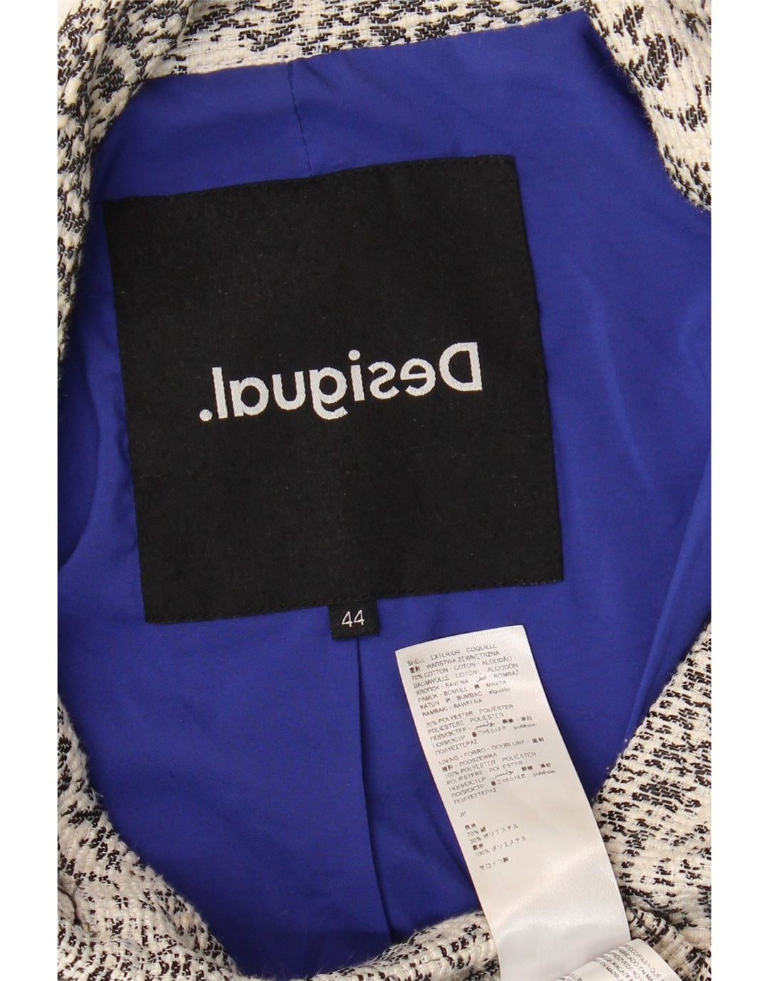 Desigual damski płaszcz w abstrakcyjny wzór EU 44 XL, biała bawełna