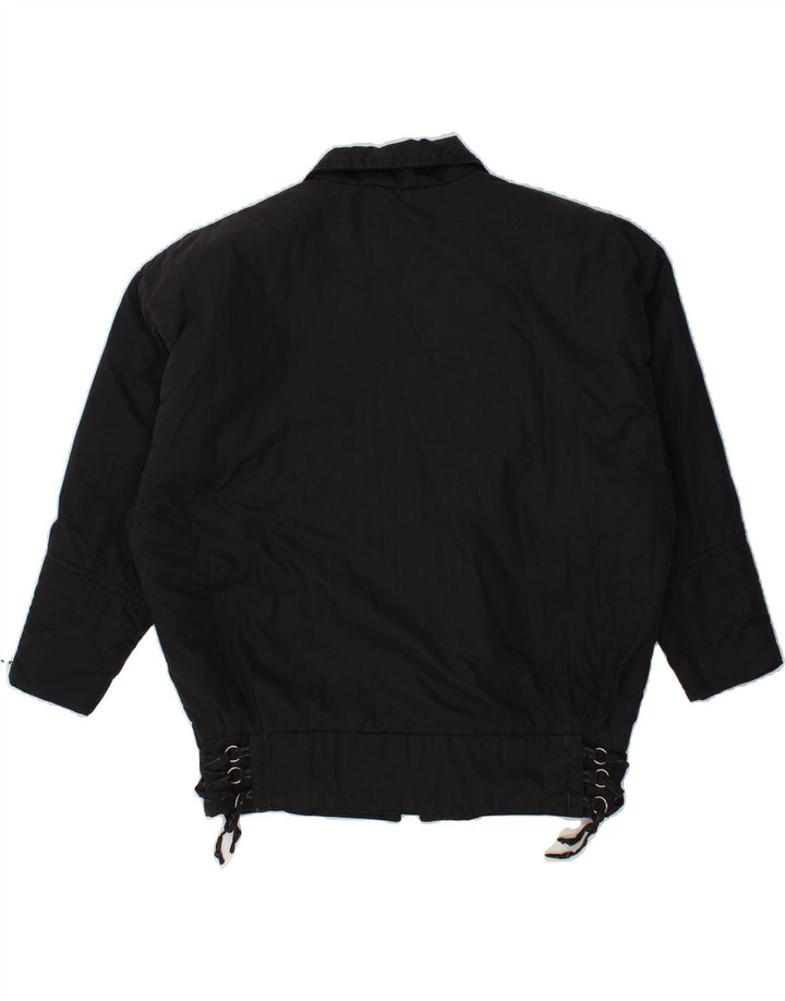 TREND Womens Bomber Jacket UK 14 Medium Black Vintage Trend and Second-Hand Trend from Messina Hembry 