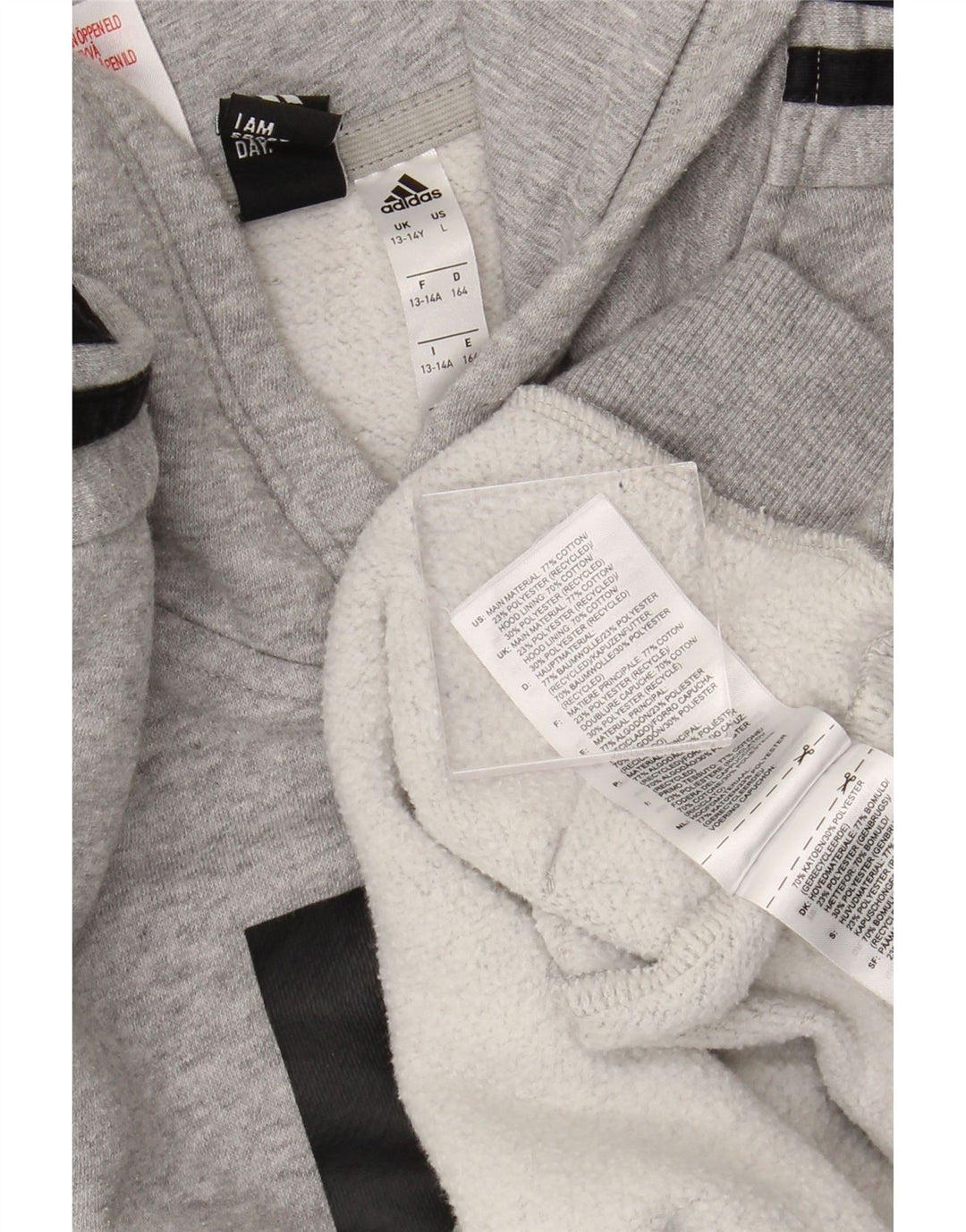 Chłopięcy sweter z kapturem ADIDAS z grafiką 13-14 lat, szara bawełna