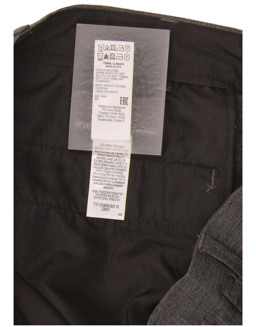 Męskie spodnie Chino Marks & Spencer W28 L31 Szary poliester