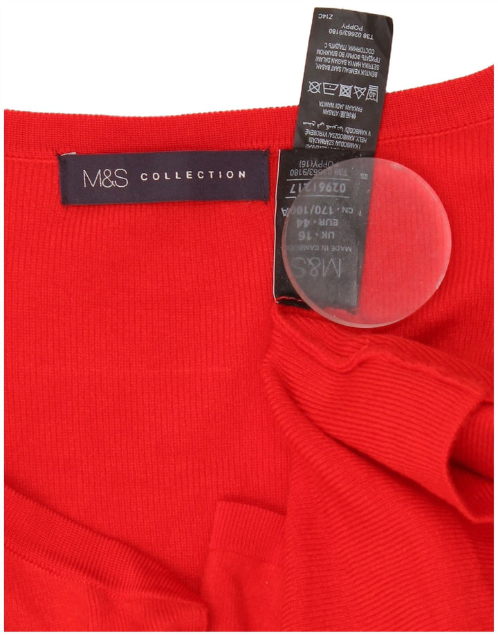 Marks & Spencer Damski długi sweter rozpinany UK 16, duży czerwony