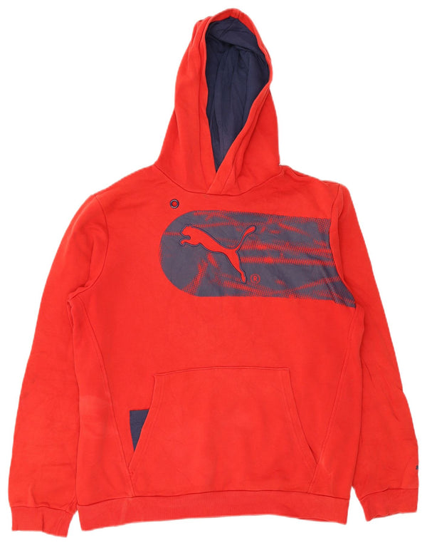 Chłopięcy sweter z kapturem Puma z grafiką, 15-16 lat, 2XL, czerwony, bawełniany