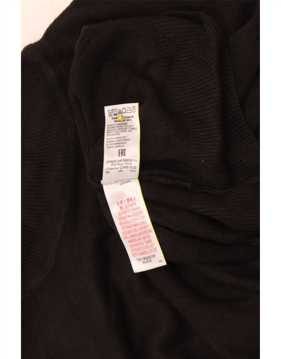 Marks & Spencer Damski sweter z golfem UK 16, duży, czarny akryl
