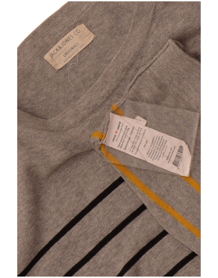 Męski top Jack & Jones z długim rękawem 2XL, szara, bawełniana w paski