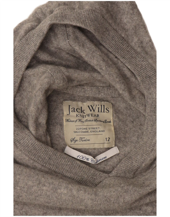 JACK WILLS Damski sweter z kapturem, UK 12, średnioszary, kaszmirowy