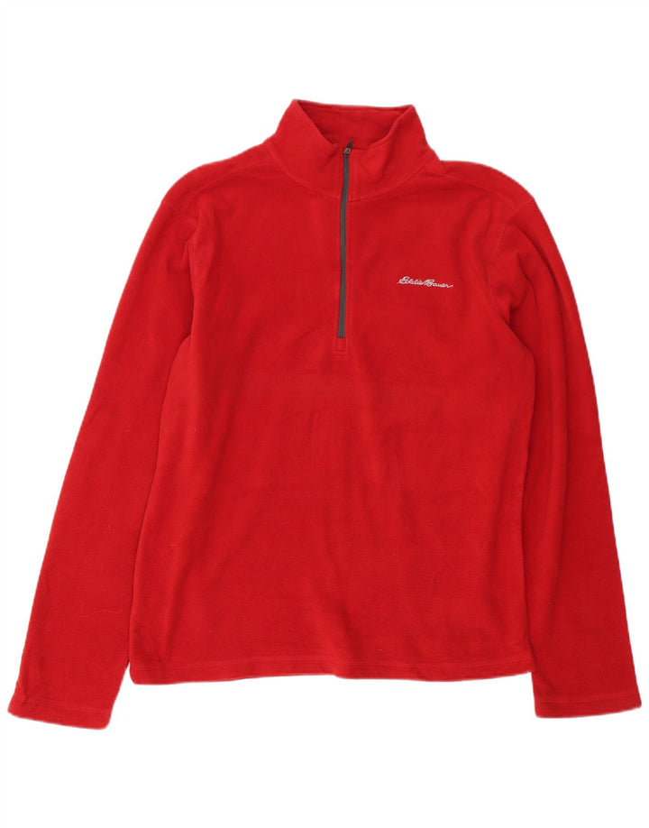 Męski sweter polarowy Eddie Bauer z zamkiem błyskawicznym, mały, czerwony poliester