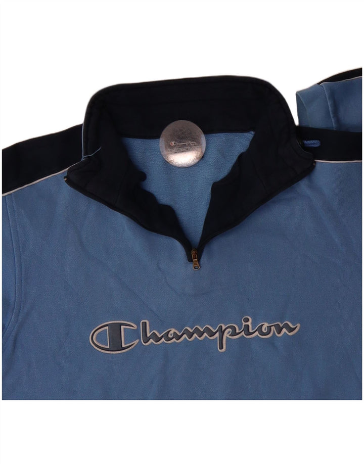 CHAMPION Boys Graphic Sweatshirt Jumper 11-12 Years Blue Colourblock