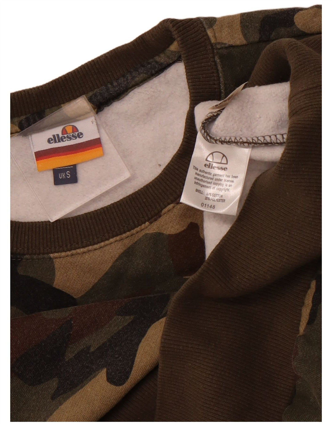 Męska bluza z grafiką Ellesse, mała, bawełniana kamuflaż khaki