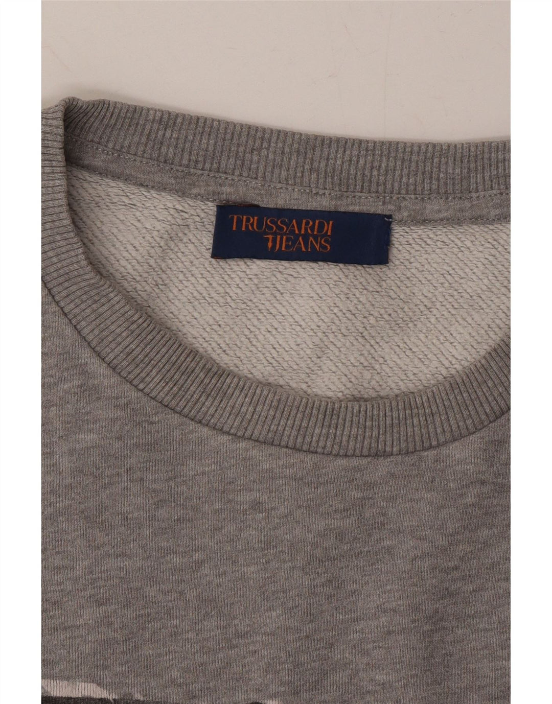 TRUSSARDI JEANS Mens Graphic Sweatshirt Jumper Large Grey Vintage Trussardi Jeans and Second-Hand Trussardi Jeans from Messina Hembry 