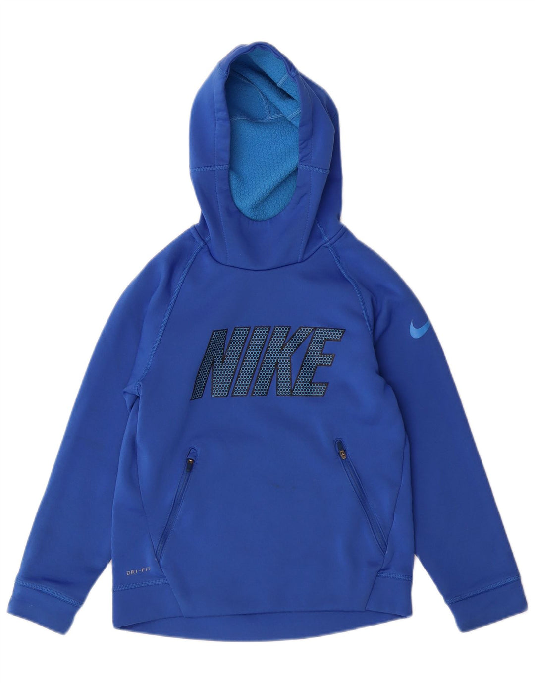 Chłopięcy sweter z kapturem NIKE Dri Fit z grafiką, 8-9 lat, mały, niebieski poliester